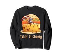 Takin' it Cheesy Mouse con Formaggio su Una Spiaggia Divertente Surf Gioco di Parole Felpa