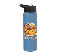 Takin' it Cheesy Mouse con formaggio su una spiaggia divertente surf gioco di parole Stainless Steel Insulated Water Bottle