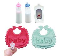 Takingup Bavaglini per Bambole, 1 Set Mini Accessori per Bambole Bavaglini per Bottiglie Mini Shampoo, Accessori per Casa delle Realistici in Scala 1:12 per Asilo Nido della Casa delle