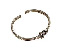 Takingup Bracciale da donna in argento sterling, bracciale rigido in argento sterling 925 con nodo celtico a doppio strato, aperto regolabile per uomo e donna. rigido a doppio strato