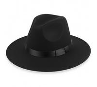 Takingup Cappello Fedora Nero da Uomo, Classico Cappello Fedora Nero Gangster degli Anni '20 con Elegante Fascia in Raso per Feste ed Eventi a Tema
