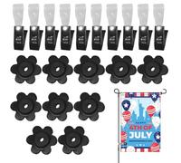 Takingup Clip e Tappi per Bandiera da Giardino 20 Pezzi Clip per Bandiera in Gomma Regolabili Antivento per Accessori portabandiera Decorativi per pennone