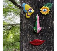 Takingup Decorazioni colorate per facce di albero con forme creative, divertenti ornamenti multiuso per facce di albero in resina per giardino interno ed esterno e volti