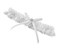 Takingup Giarrettiere per la Sposa, Giarrettiera da Sposa in Pizzo Avorio e Raso con Giarrettiera Elasticizzata con Fiocco in Raso con Strass per Festa di Ballo Nuziale da Donna, per Uso Domestico