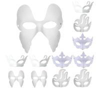 Takingup Maschera per travestimento 12 pezzi Maschera di plastica bianca 4 stili Halloween vuoto per dipingere fai da te Mezza faccia mascherata con fascia elastica per la festa di Halloween Cosplay