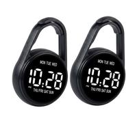 Takingup Orologio da Tasca Digitale da 2 Pezzi, Piccolo Orologio da Tasca a LED - Display Digitale Che Illumina al Buio, Accessorio Portachiavi per Zaino, Nero -