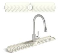 Takingup Paraspruzzi per lavello in Silicone, Tappetino per Rubinetto lavello Pieghevole Lungo 30 con paraspruzzi con Blocco Regolabile per Cucina Dietro Il Rubinetto, Beige -