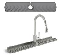 Takingup Paraspruzzi per lavello in Silicone, Tappetino per Rubinetto lavello Pieghevole Lungo 30 con paraspruzzi con bloccaggio Regolabile per Cucina Dietro Il Rubinetto, Grigio -