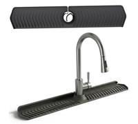 Takingup Paraspruzzi per lavello in Silicone, Tappetino per Rubinetto lavello Pieghevole Lungo 30 con paraspruzzi con bloccaggio Regolabile per Cucina Dietro Il Rubinetto, Nero -