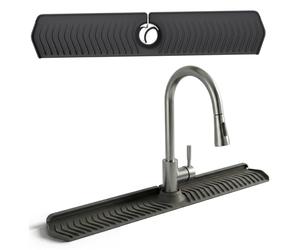 Takingup Paraspruzzi per lavello in Silicone, Tappetino per Rubinetto lavello Pieghevole Lungo 30 con paraspruzzi con bloccaggio Regolabile per Cucina Dietro Il Rubinetto, Nero -