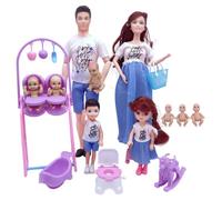 Takingup Set di bambole incinte con bambino nella pancia, 7 persone fingono di giocare con accessori per casa delle bambole per bambini, bambola