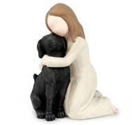 Takingup Statuetta di angelo cane, figurine di cane che abbraccia ragazza, statua commemorativa dipinta a mano, ornamento in resina per la decorazione della casa dell'amicizia angelica - Memoriale