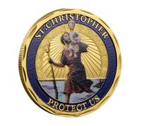 Takone Santo Cristoforo, targa per auto, diametro 40 mm, medaglia in metallo con simbolo di angelo custode, santo patrono automobilistico, portafortuna per auto e viaggi