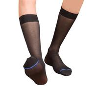 TAKOXIA Calzini da uomo in seta sottile per abito formale trasparente sopra il polpaccio calzini a tubo da lavoro maschile calzini lunghi a righe blu