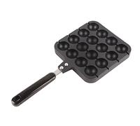Takoyaki Grill Pan Professional 16 Hole Non Stick Piazza da sfera di polpo con manico in acciaio inossidabile per da snack giapponese in alluminio nero