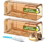 TAKRINK Trappola per Topi, Trappole Topi Umanitaria, Set di 2 Trappola Viva Riutilizzabile per Topi e Piccoli Roditori, Non Tossica, Facile da Pulire per Casa, Giardino, Garage Color caffè