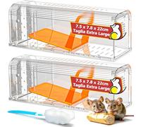 TAKRINK Trappola per Topi Umana Non Letale 2 Confezione Trappola per Topi per Esterni Riutilizzabili per Catturare e Rilasciare, Sicura per Bambini e Animali Domestici con Una Spazzola di Spugna