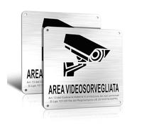 TAKULA 2 Pezzi Area Videosorveglianza Cartello,15 * 15CM Area Videosorvegliata con Avviso GDPR,Con Supporto Adesivo e fori Autoperforanti