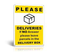 TAKULA 25 x 18 cm, cartello per pacchi con scritta "Please Leave Parcels in Parcel Box", segnaletica per pacchi con retro adesivo, per cassette postali o qualsiasi luogo di consegna all'aperto, niente