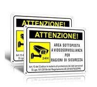 TAKULA Cartello Area Videosorvegliata per Motivi di Sicurezza,20 * 15M Cartelli Videosorveglianza 24H,Segnali di Videosorveglianza Conformi al GDPR|2 Pezzi