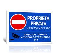 TAKULA Cartello Proprietà Privata - Cartello Vietato l'accesso Proprietà Privata,25 * 18CM Cartelli Proprieta Privata Resistente ai Raggi UV, Alla Ruggine e All'acqua