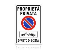TAKULA Cartello Proprietà Privata,Divieto Sosta con Rimozione Forzata e Sosta Vietata 30x20cm Alluminio Antiruggine, Riflettente Notturno, Preforato Universale per Garage/Strade