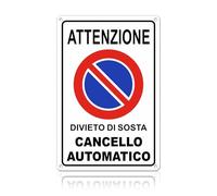 TAKULA Cartello Sosta Vietata e Cartelli Divieto di Sosta con Cancello Automatico 30x20cm Alluminio Antiruggine, Riflettente Notturno, Preforato Professionale per Sicurezza 24/7