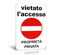 TAKULA Cartello Vietato l'Accesso Proprietà Privata - Divieto di Accesso, 30 * 20CM, Alluminio Riflettente Con Allarme