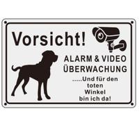 TAKULA Vorsicht - Cartello per cani "Allarme & VIDEO Monitoraggio" 30 x 20 cm, videosorveglianza e cani, con avvertimento angolare morto con sfondo adesivo | 1 pezzo