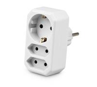 TAKUZA Adattatore per presa a 3 prese, multipresa per presa con 1 Schuko e 2 spine europee, 3500 W, presa multipla compatta senza cavo, presa a 3 prese per ufficio e casa, bianco