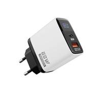 TAKUZA Caricatore USB C da 65 W, 2 porte GaN con display LED, PPS e PD caricatore rapido per iPhone 17/16/15, MacBook, iPad, Samsung, telefoni e computer portatili