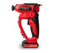 TAKY, Compressore Cordless Eolo, 12 V 1300mAH, 3 ugelli, display digitale, 4 accessori per il gonfiaggio, Luce Led, Batteria Ricaricabile, 6,5x14x25,5 cm