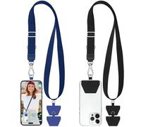 takyu 2 cordini regolabili per telefono, universali, con 4 fascette adesive, compatibili con iPhone, Samsung, Huawei e la maggior parte degli smartphone, nero e grigio, Nero e blu., Taglia unica