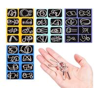 Tal Wire Puzzle - Puzzle in metallo | Set rompicapo da 16 pezzi | Sblocca le sfide degli anelli cinesi ad incastro per bambini e adulti e offre divertenti attività educative per le aule delle feste in