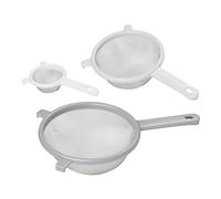 Tala 10A00444 - Set da cucina, setacci con manico in plastica, misura 8 cm, 15 cm e 18 cm, con ganci stabilizzanti, in acciaio inox fine, perfetti per setacciare e sciacquare gli alimenti, colore:
