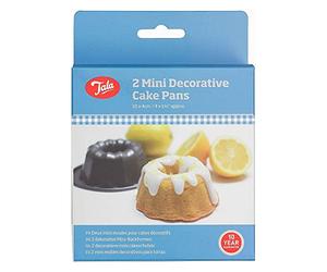 Tala 2 mini teglie decorative per torte, antiaderenti, a spirale, con distribuzione uniforme del calore, in acciaio al carbonio, manici piatti larghi, lavabili in lavastoviglie e freezer, 14 x 12 cm