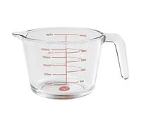 Tala Caraffa graduata in vetro da 1 litro, realizzata con vetro borosilicato resistente agli urti, con segni chiari e facili da leggere in millilitri e once, essenziale per la cucina senza BPA