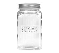 Tala Contenitore in vetro per zucchero, contenitore in vetro trasparente a coste con una capacità di 1250 ml, con coperchio a vite, questo barattolo è ideale per conservare tutti i tipi di zucchero a