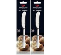 Tala Performance - Coltello da burro in acciaio inox, con finitura lucida a specchio, lavabile in lavastoviglie, argento metallizzato, 16,3 x 2 x 0,5 cm (Confezione da 2)