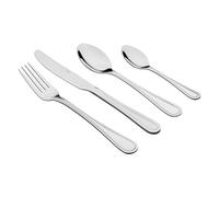 Tala Set di posate da 16 pezzi in acciaio inossidabile, include 4 coltelli, 4 forchette, 4 cucchiai da dessert e 4 cucchiaini, design lucido con bordo in rilievo in acciaio 18/10 resistente alla