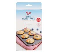 Tala Teglia antiaderente per mini muffin, in acciaio al carbonio, con manici piatti larghi, lavabile in lavastoviglie e freezer, 20 x 14 cm, colore: grigio