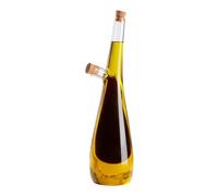Tala Versatore per olio e gocciolamento, elegante contenitore in vetro per conservare e versare olio e aceto, doppio contenitore in design curvo contemporaneo con tappi in sughero e
