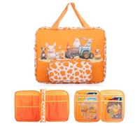 Taladad Doppia tasca per libri TipToi Plus penna Tiptoi, cavo e accessori, spazio per fino a 5-10 starter set libro per organizer TipToi, tablet e personaggi Edurino (arancione)