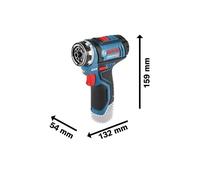 Taladro Atornillador BOSCH PROFESSIONAL Flexiclic GSR 12V-15 FC + 2 baterías 2,0Ah + GAL 1230 CC