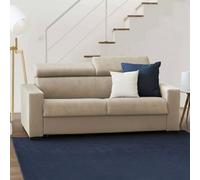 Talamo Italia - Divano fisso 2 posti Leila, Sofà in tessuto imbottito, Poggiatesta regolabili e Braccioli standard, 100% Made in Italy, Cm 180x95h85, Beige