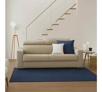 Talamo Italia - Divano fisso 2 posti Micaela, Sofà in tessuto imbottito, Poggiatesta regolabili e Braccioli slim, 100% Made in Italy, Cm 180x95h85, Beige