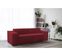 Talamo Italia - Divano fisso 2 posti Paola, Divano componibile lineare, Sofà moderno da soggiorno in tessuto, 100% Made in Italy, Cm 220x95h70, Rosso