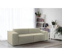 Talamo Italia - Divano fisso 2 posti Paola, Divano componibile lineare, Sofà moderno da soggiorno in tessuto, 100% Made in Italy, Cm 220x95h70, Beige