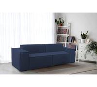 Talamo Italia - Divano fisso 2 posti Paola, Divano componibile lineare, Sofà moderno da soggiorno in tessuto, 100% Made in Italy, Cm 220x95h70, Blu