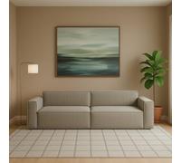 Talamo Italia - Divano fisso 3 posti Simona, Divano componibile lineare, Sofà moderno da soggiorno in tessuto, 100% Made in Italy, Cm 260x95h70, Tortora